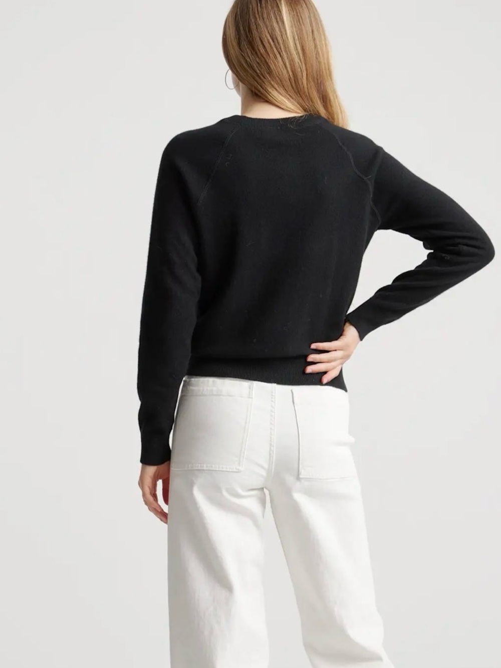 Quince Mongolian Shrunken Cashmere Sweatshirt Black - Picture 3 of 10